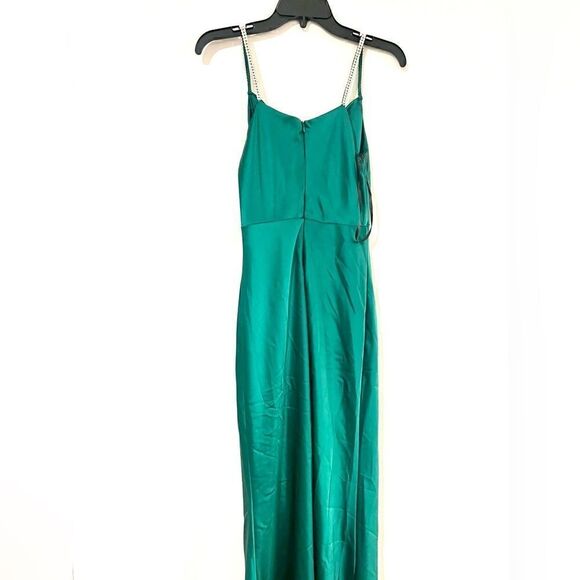 NWT AQUA Satin Cowl Open Back Gown - evening dress size 4 emerald - Picture 5 of 13